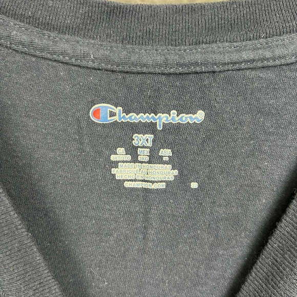 Champion Shirt Men 3XT Navy Embroidered Small Logo Short Sleeve Crew Neck - Picture 3 of 6